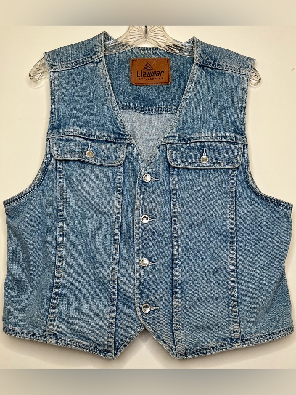 Lizwear Authentic Vintage Y2K/late 90’s Denim Vest with Jewel Buttons,  Sz 14